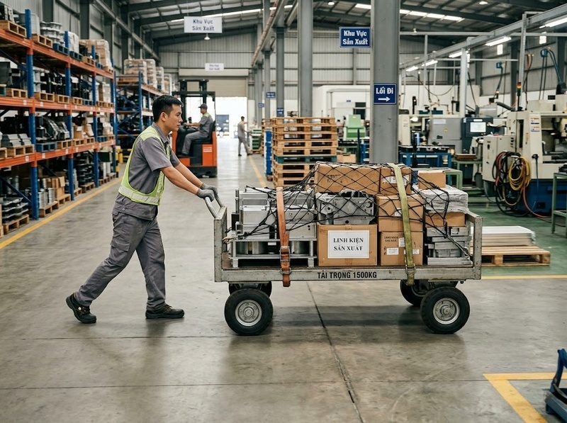 Bánh xe cao su chịu tải 500kg phù hợp với thiết bị nào?