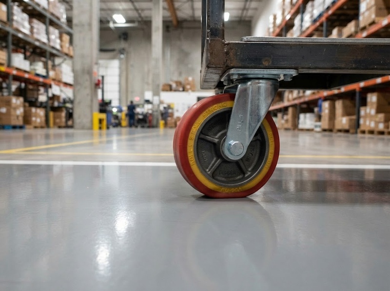 Bánh xe cho sàn epoxy nên ưu tiên vật liệu và độ cứng nào?
