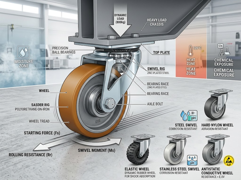 Bánh xe đẩy công nghiệp phù hợp với những điều kiện vận hành nào?