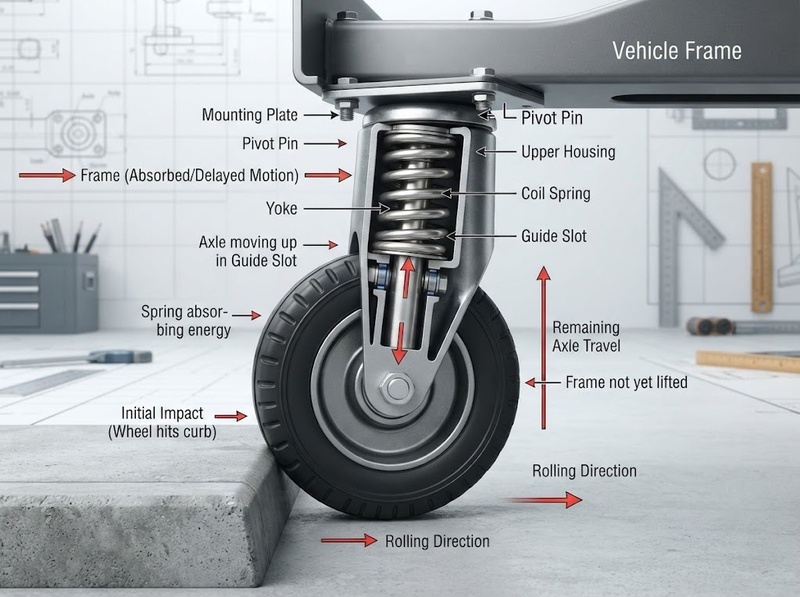 Bánh xe giảm xóc hấp thụ rung động và va đập như thế nào?