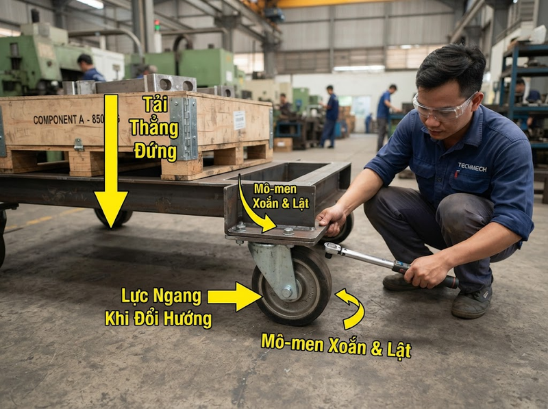 Bánh xe mặt đế phù hợp với kết cấu và tải trọng nào?