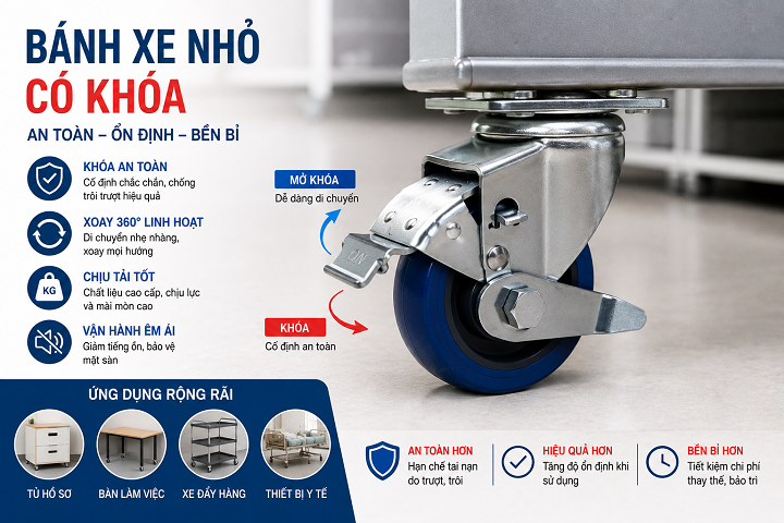 Bánh xe nhỏ có khóa dùng để làm gì