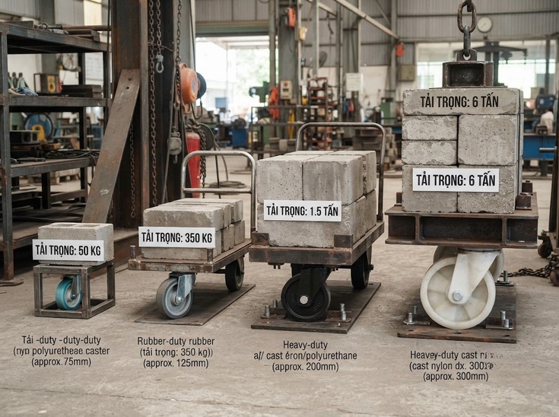 Bánh xe nhựa chịu lực phù hợp với những dải tải trọng nào?