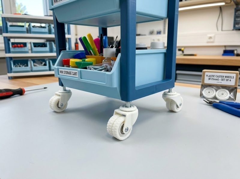 Ứng dụng bánh xe nhựa mini trên đồ dùng và thiết bị nhỏ