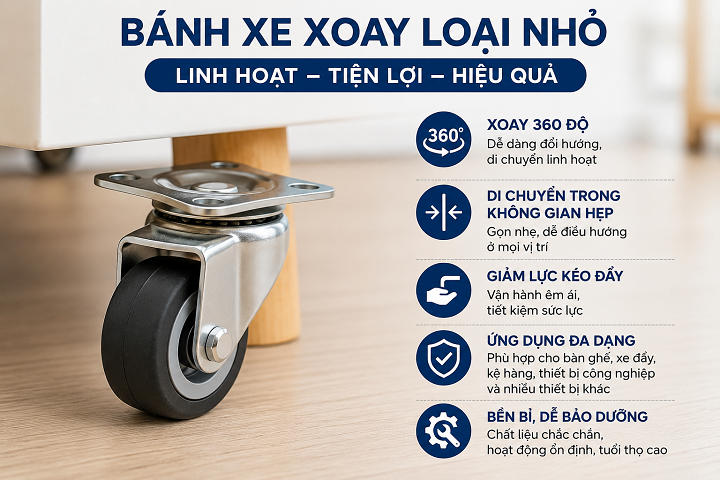 Ưu điểm của bánh xe xoay loại nhỏ khi sử dụng
