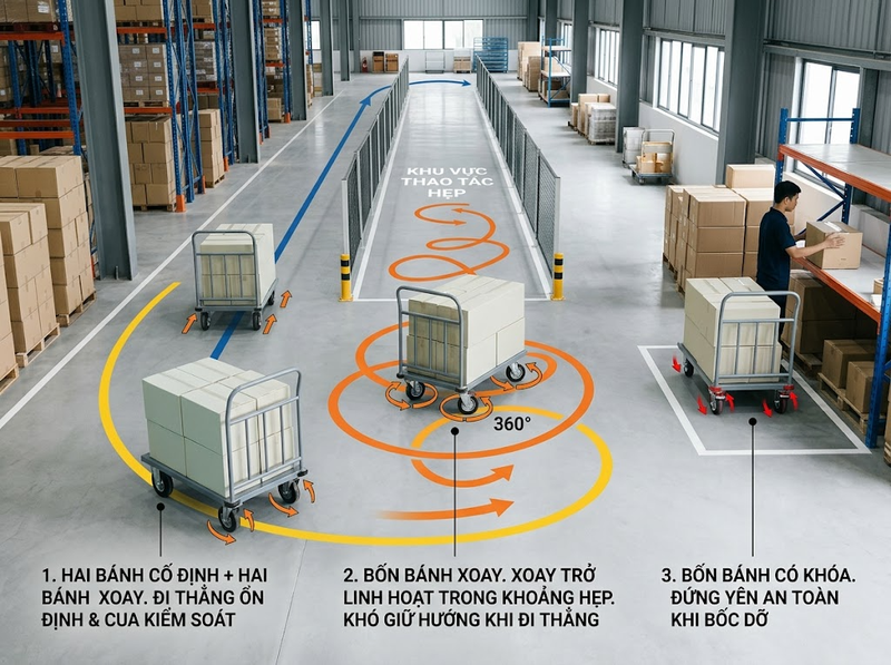 Phân biệt các loại bánh xe đẩy theo nhu cầu sử dụng