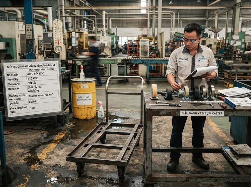Chọn bánh xe theo môi trường từ nhiệt độ độ ẩm đến hóa chất