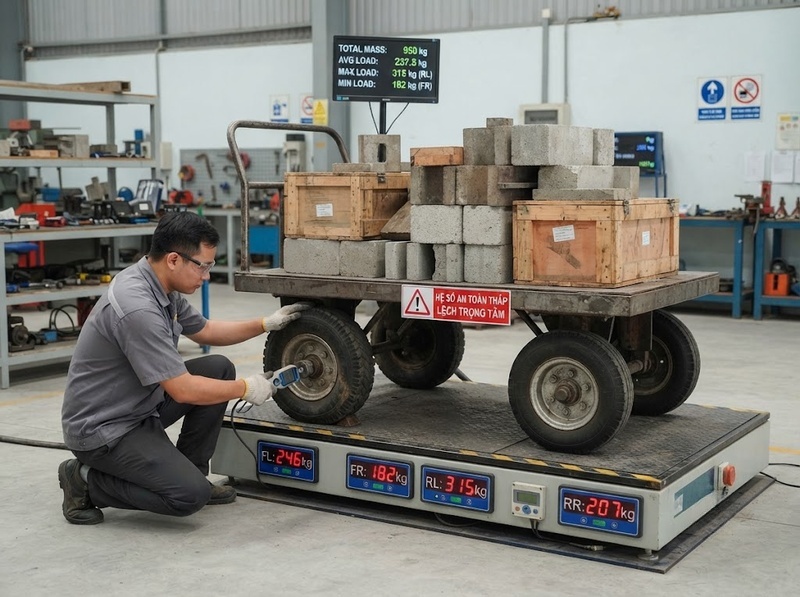 Kiểm tra tải trọng bánh xe đẩy bằng điều kiện tải và vận hành thực tế