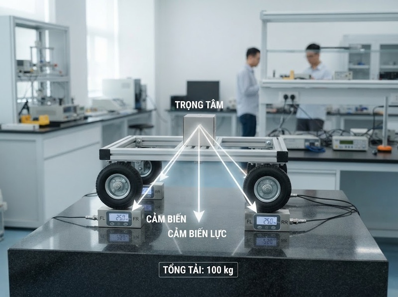 Nguyên lý phân bố tải trọng bánh xe đẩy giữa các vị trí lắp