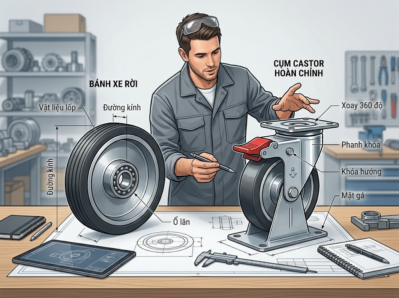Các tiêu chí phân loại bánh xe đẩy từ tải trọng đến kiểu lắp