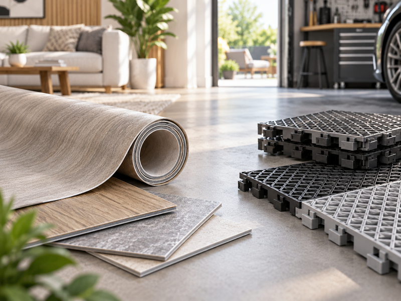 Tấm lót sàn PVC và PP khác nhau ở vật liệu và ứng dụng nào