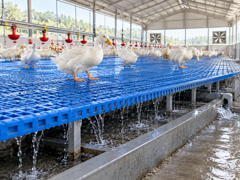 Tấm nhựa lót sàn chuồng vịt cần thiết kế thoát nước thế nào