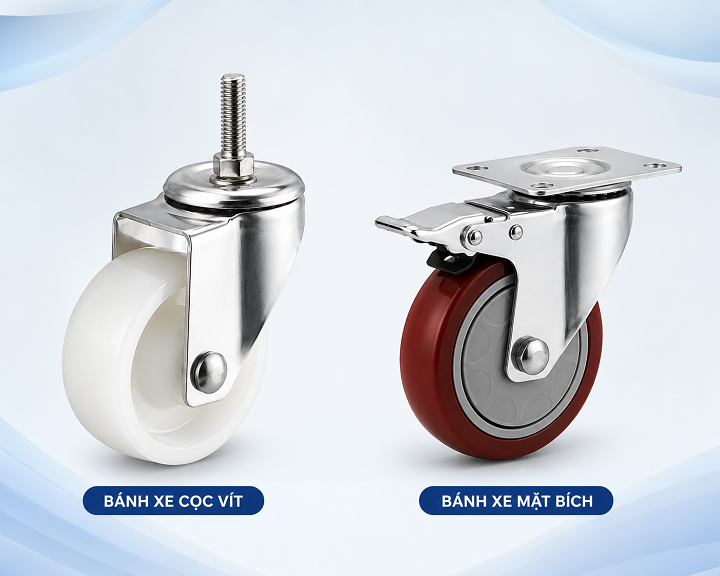 Bánh xe cọc vít và bánh xe mặt bích khác nhau như thế nào