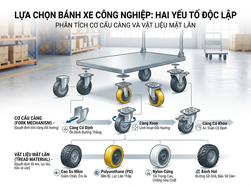 Các loại bánh xe đẩy và phạm vi sử dụng