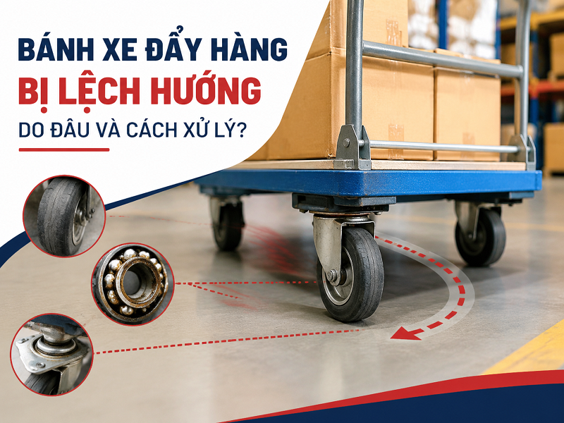 Bánh xe đẩy hàng bị lệch hướng do đâu