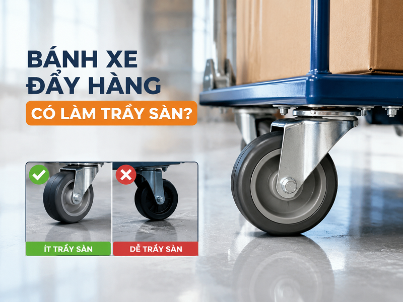 Bánh xe đẩy hàng có làm trầy sàn không