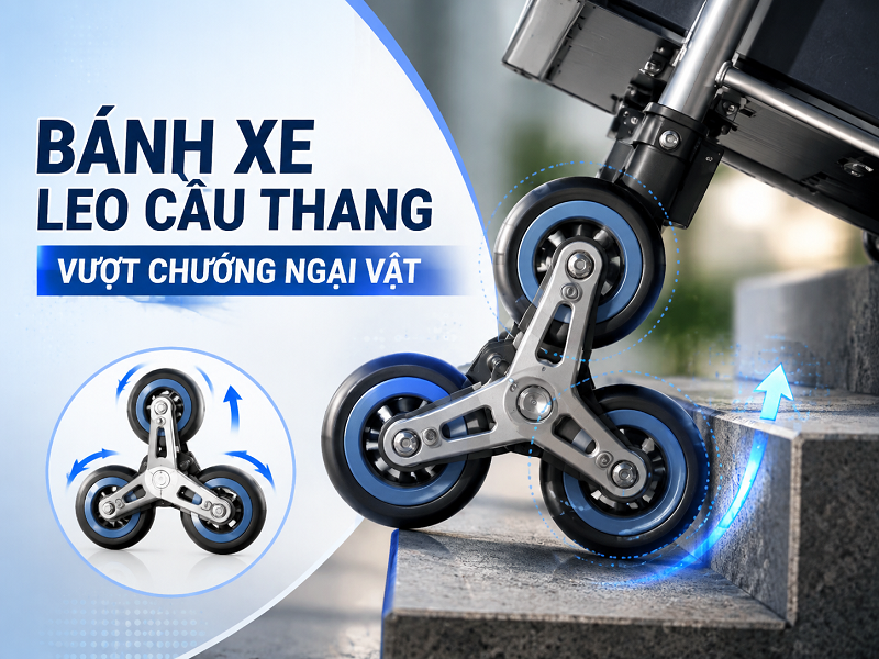 Bánh xe leo cầu thang vượt chướng ngại vật hoạt động thế nào