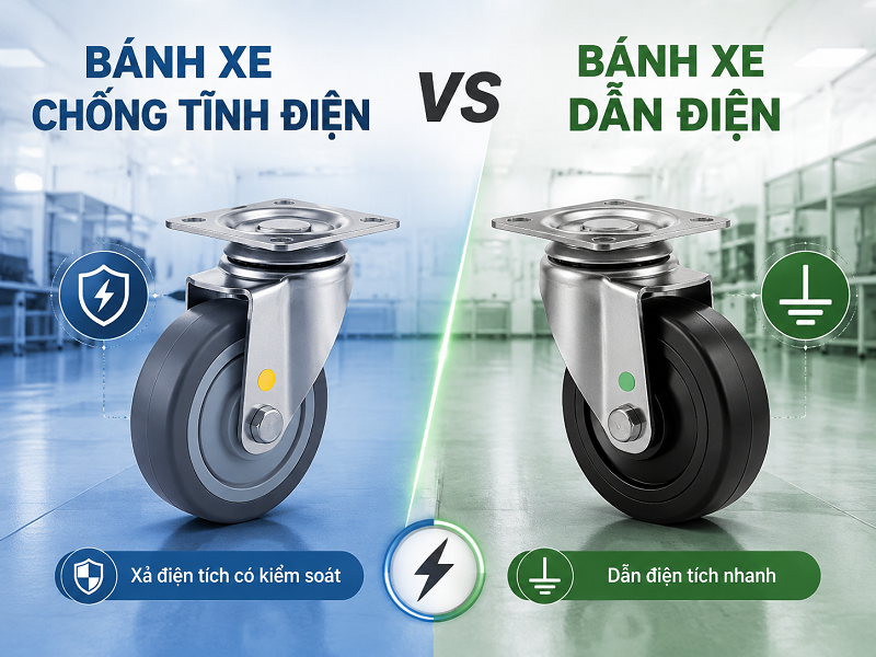 Bánh xe chống tĩnh điện khác bánh xe dẫn điện thế nào