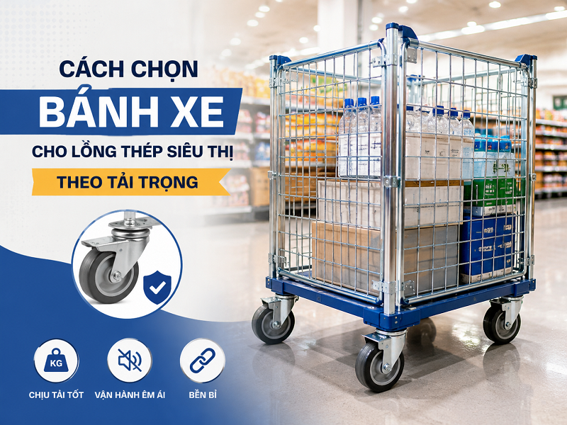 Cách chọn bánh xe cho lồng thép siêu thị