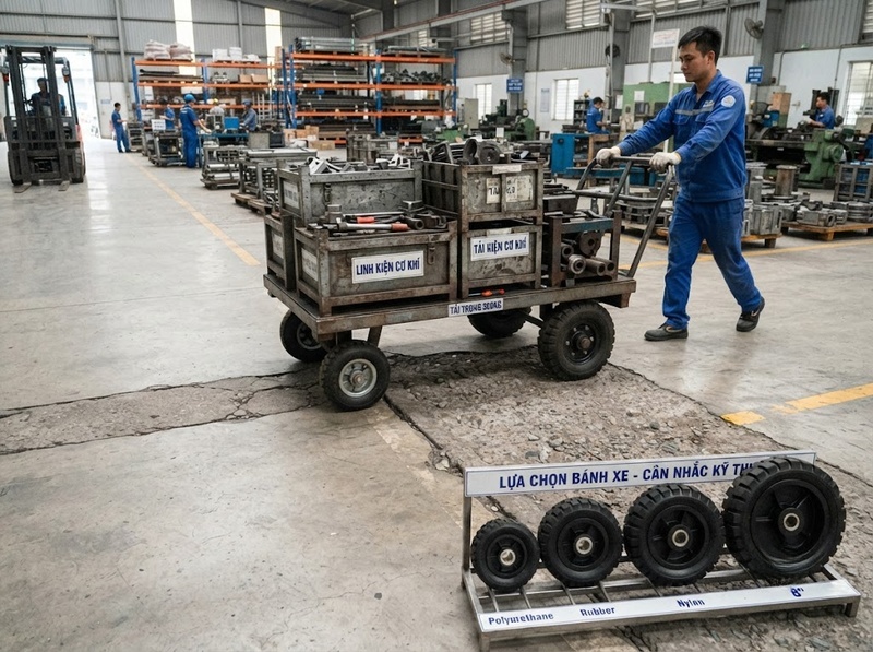 Cách chọn kích thước bánh xe cao su
