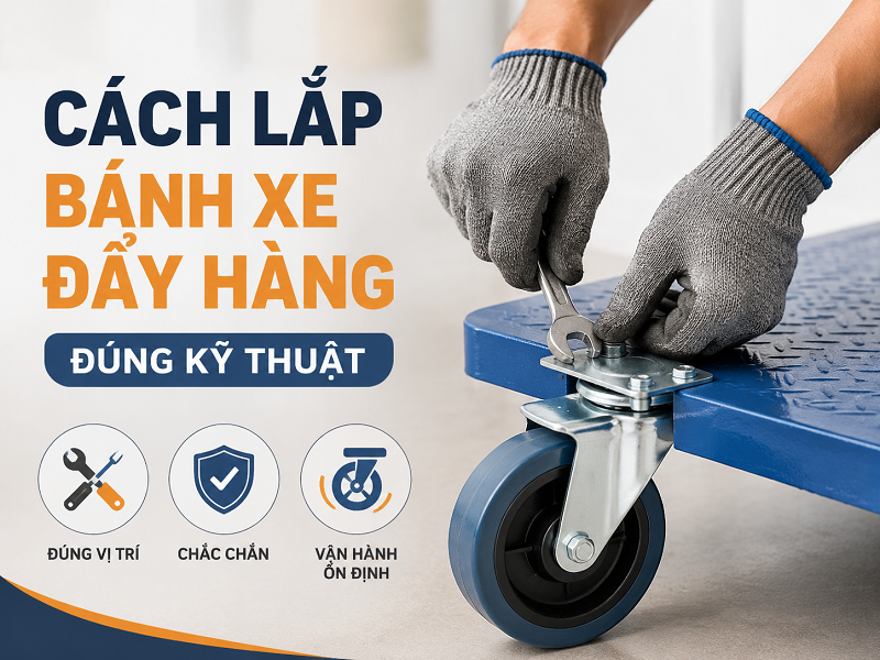 Cách lắp bánh xe đẩy hàng đúng kỹ thuật