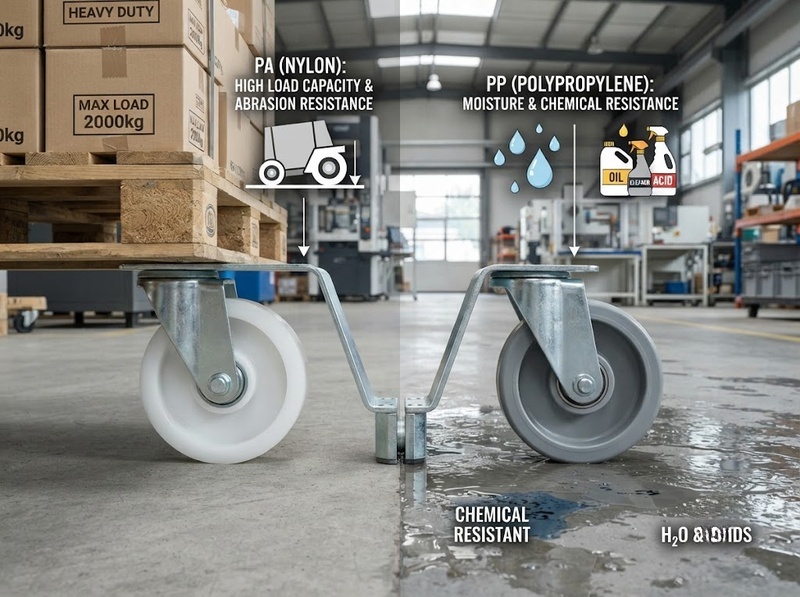 So sánh các chất liệu bánh xe nhựa PA và PP