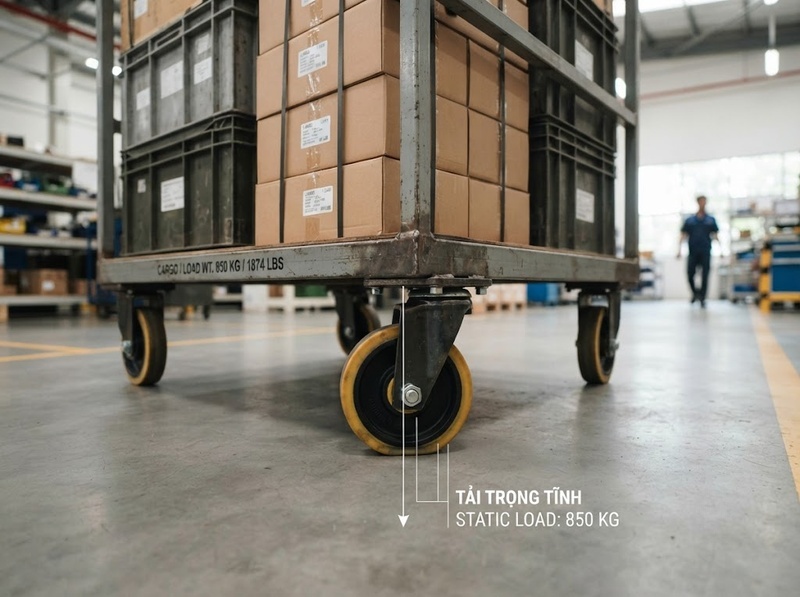 Tải tĩnh bánh xe đẩy được xác định thế nào?