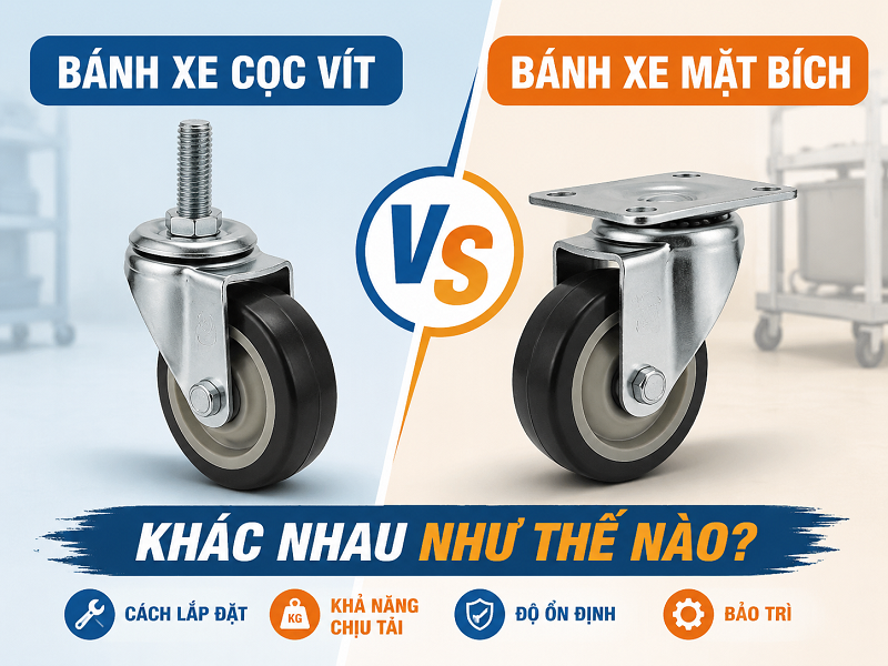 Bánh xe cọc vít và bánh xe mặt bích khác nhau như thế nào
