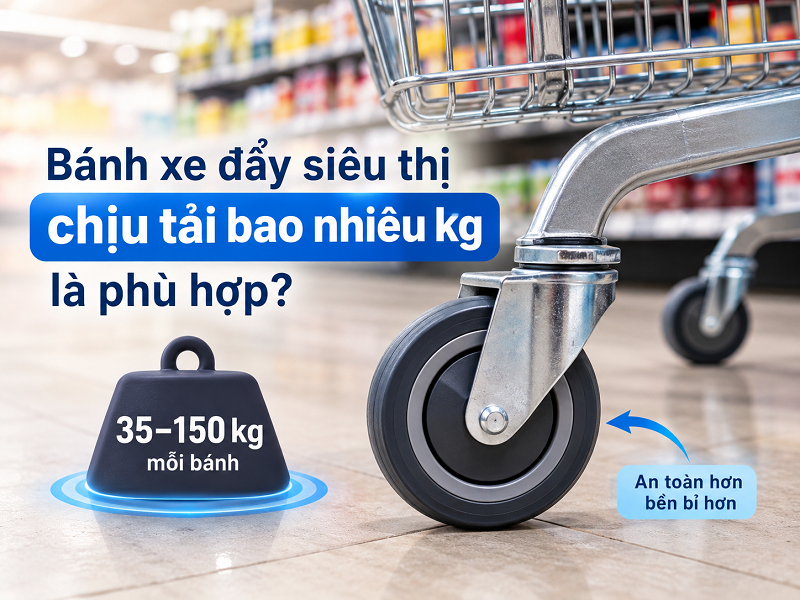 Bánh xe đẩy siêu thị chịu tải bao nhiêu kg