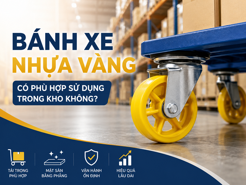 Bánh xe nhựa vàng dùng trong kho có phù hợp không