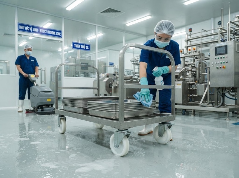 Chọn bánh xe cho môi trường vệ sinh bằng hóa chất