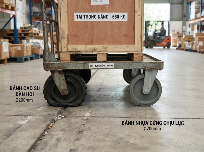 Bánh xe cao su và nhựa khác nhau thế nào?