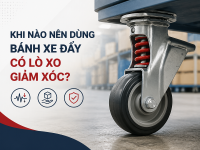 Bánh xe đẩy có lò xo giảm xóc khác bánh xe thường thế nào