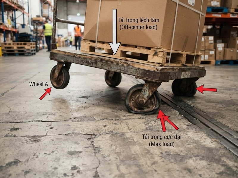 Những rủi ro khi bánh xe đẩy bị quá tải