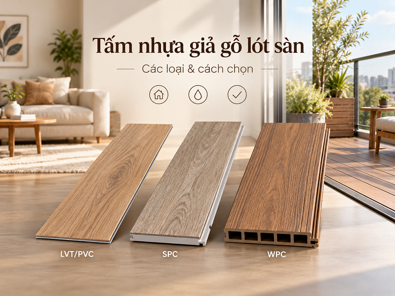 Các loại tấm nhựa giả gỗ lót sàn và cách chọn
