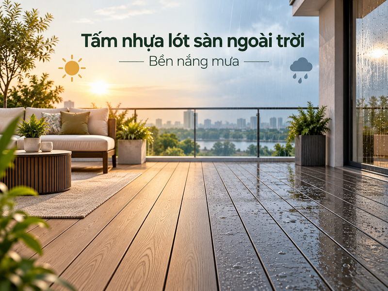 Chọn tấm nhựa lót sàn ngoài trời theo điều kiện nắng mưa