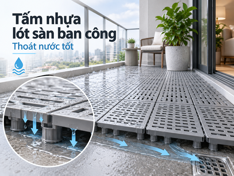 Chọn tấm nhựa lót sàn ban công để thoát nước tốt