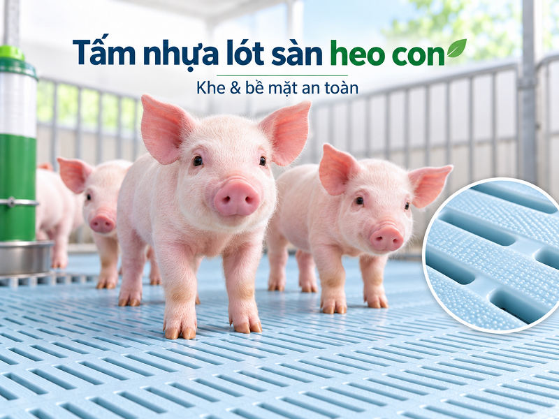 Kích thước khe và bề mặt của tấm nhựa lót sàn heo con
