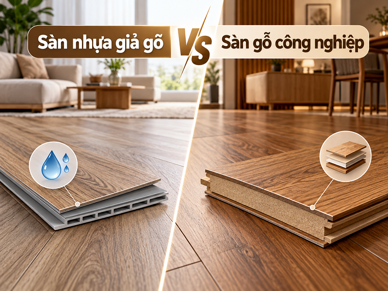 So sánh sàn nhựa giả gỗ và sàn gỗ công nghiệp